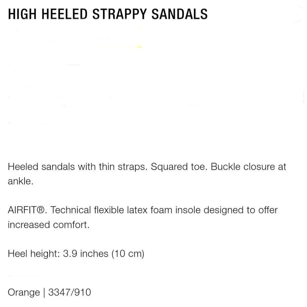 6- ZARA HIGH HEELED STRAPPY SANDALS ORANGE | 3347/910